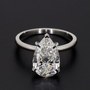 Pear Lab Grown Diamond Platinum Solitaire Ring