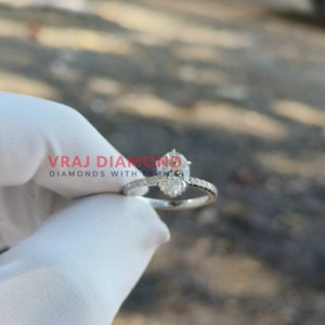 Hidden Halo Oval Cut Lab Grown Diamond Ring with Cathedral Shank for Engagement, Oval CVD Ring for Bridal, Gift for Women, Promise Ring