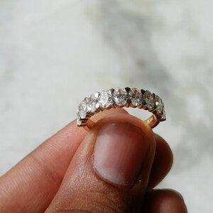 Oval Brilliant Cut Lab Grown Diamond Gold Band, Half Eternity Oval Diamond Band, nine Stone Oval Cut Diamond Ring, Wedding Anniversary band