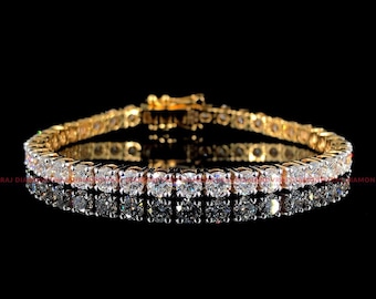 14Kゴールドラボグロウンダイヤモンドテニスブレスレット：3mmラウンド