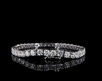 3.8mm Round Brilliant cut lab grown diamond Tennis bracelet studded in 14kt white gold/ Multi stone Diamond layering bracelet/ Prong Setting