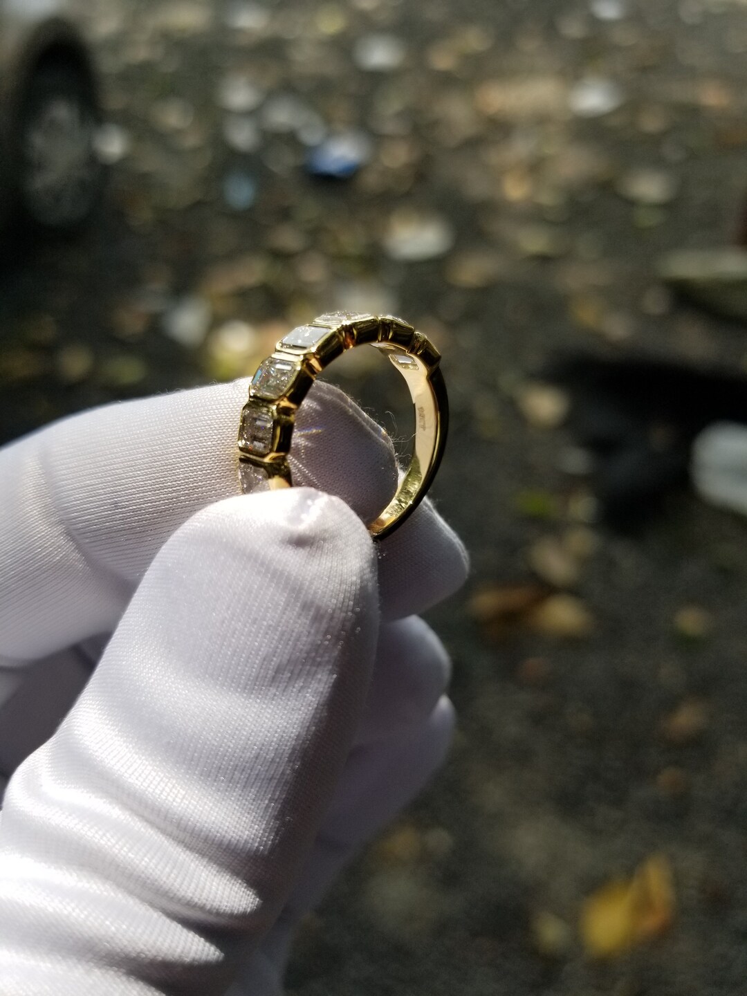 Emerald Cut Lab Grown Diamond Wedding Band: 14k Gold Half Eternity ...