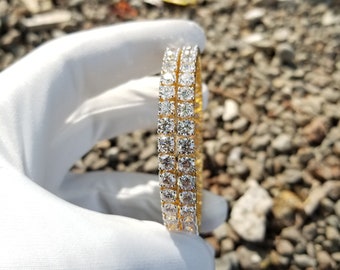 38ct Solitaire Heavy Diamond Bangle Bracelet | Filigree Design | 18kt Solid gold | Lab Grown Diamonds | Stackble Bangle | Elegant Design