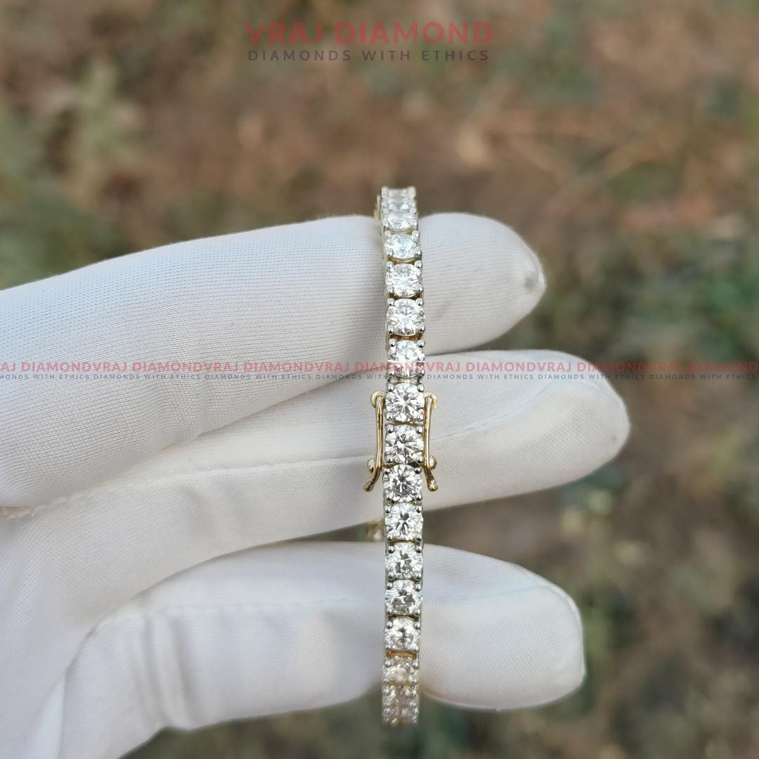 8 Ct Diamond Tennis Bracelet / 18K Yellow Gold Diamond
