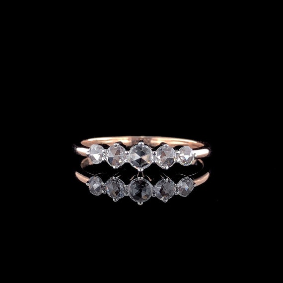 Round Rose Cut Prong Setting Simple and Elegant Five Stone Colorless  Diamond Ring Rose Cut Round Lab-Grown Diamond Unique Band Antique