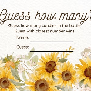 Baby shower games, printable baby shower game bundle, sunflower baby shower