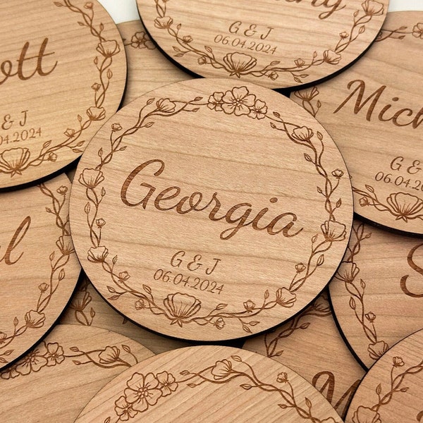 Wedding Place Cards, Personalised Favours & Bomboniere, Wood Coasters, Custom Wooden Guest Gifts and Place Settings