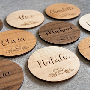 Marque-places et cadeaux de mariage, Sous-verres en bois, Cadeaux personnalisés gravés, Bomboniere, Couverts