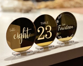 Acrylic Table Numbers Gold Mirror, Wedding Reception Decor, Event Signs, Custom Engravings