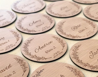Wedding Place Cards, Personalised Favours & Bomboniere, Wood Coasters, Custom Wooden Guest Gifts and Place Settings
