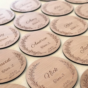 Wedding Place Cards, Personalised Favours & Bomboniere, Wood Coasters, Custom Wooden Guest Gifts and Place Settings