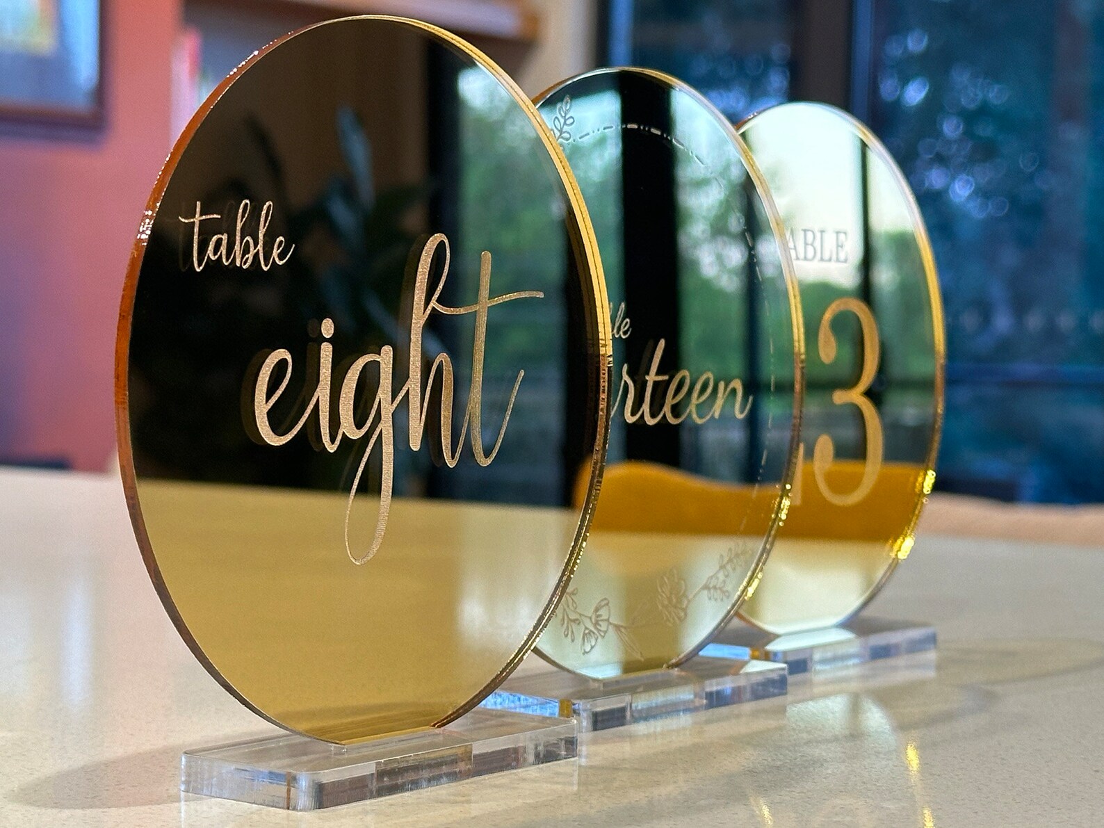 Custom Wedding Table Numbers, Gold Acrylic Mirror, Wedding Reception ...