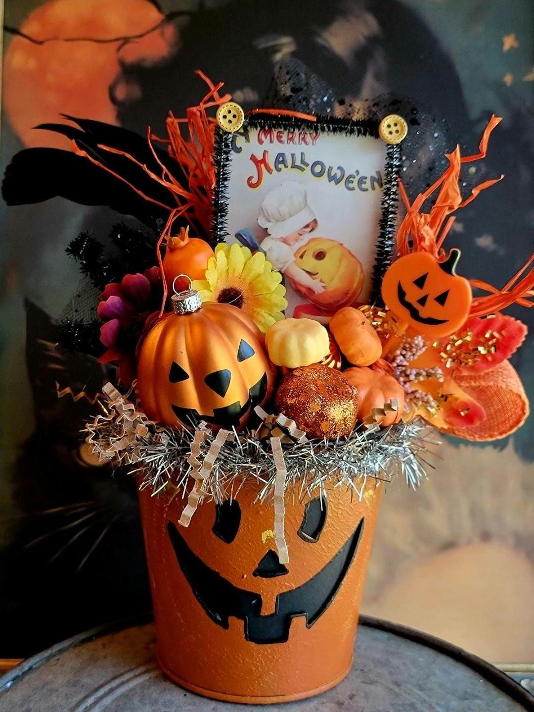 Vintage Inspired Halloween Jack O Lantern Assemblage - Etsy