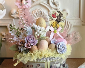 Easter Bunny American Greetings Vintage Tin Assemblage