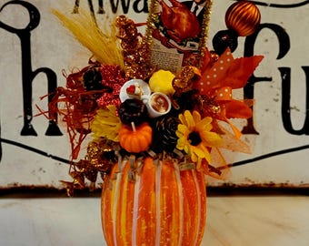 Vintage Inspired Thankgiving Dinner Centerpiece Assemblage