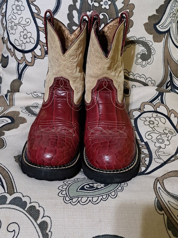 Ariat FatBaby Red Alligator and Cream Leather Cowg