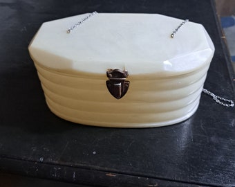 Borsa in lucite in marmo bianco degli anni '50