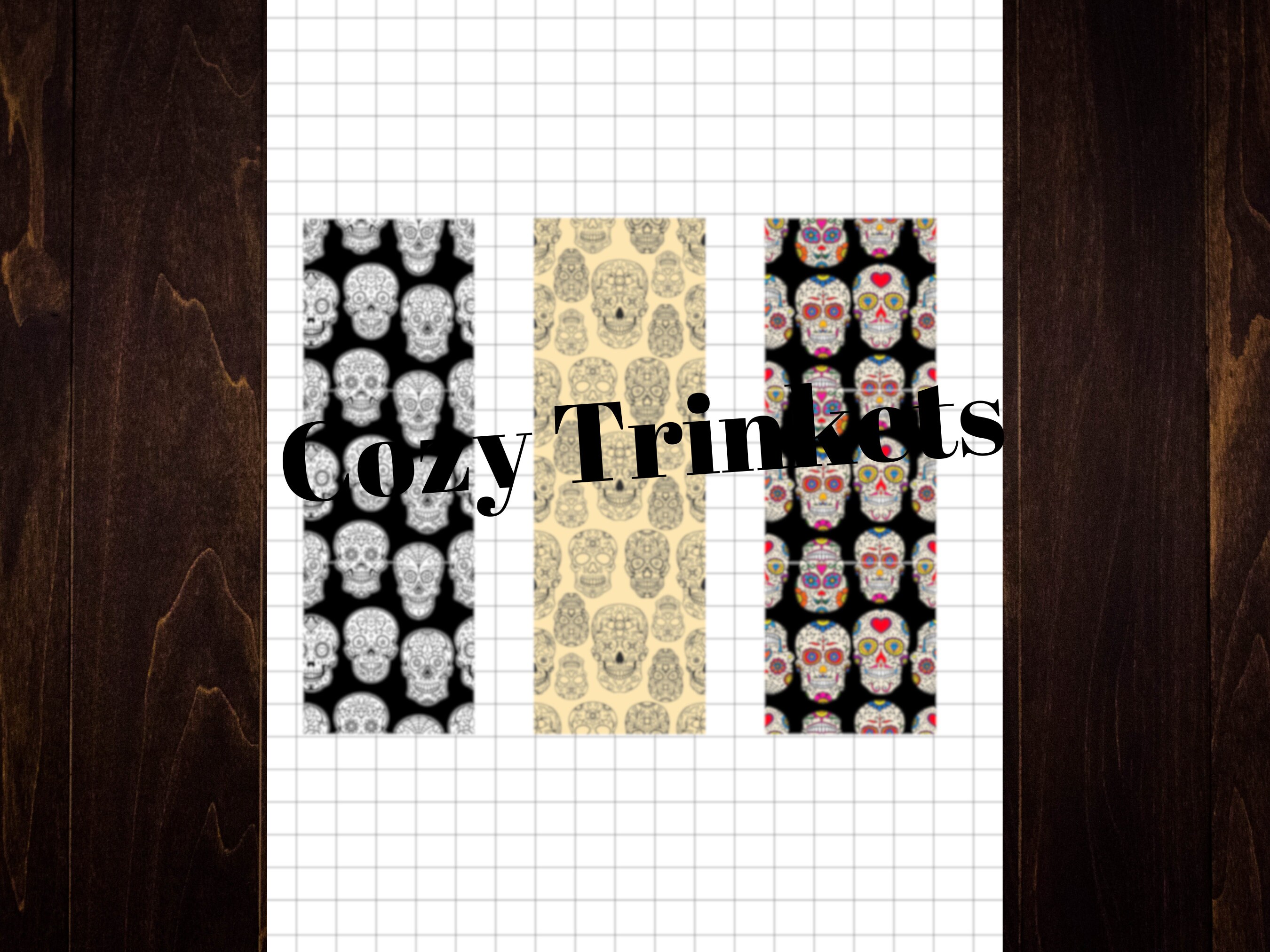 Printable Sugar Skull Bookmarks the Day of the Dead Gothic Bookmark Set ...