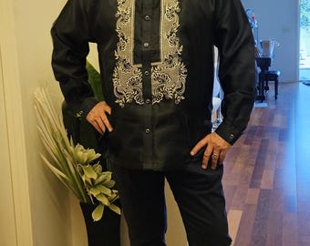 Black Barong Tagalog (Bienvenido) (SA-BT-001A)
