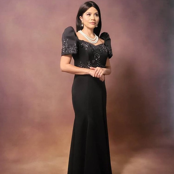 Filipiniana serpentina dress (SA-SER-001)(Color Black)