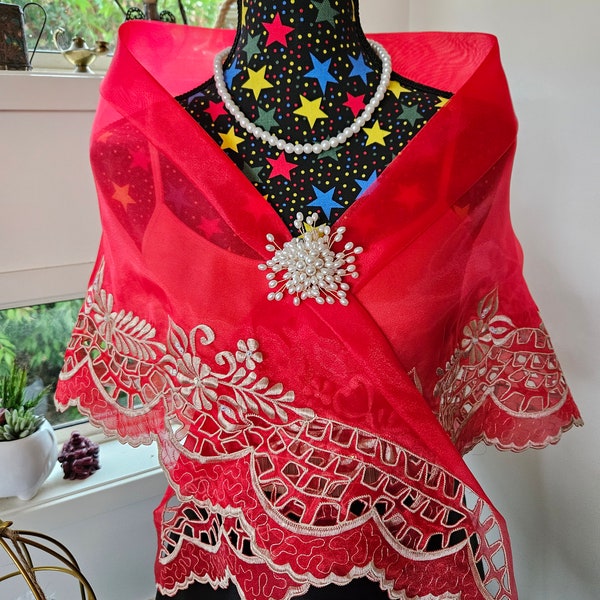 Filipiniana Amparo Panuelo (embroidered). SA-PA-004