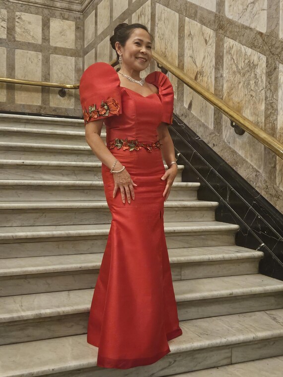 Silk Filipiniana Terno Dress - Modern Filipiniana Formal Wear, Size S -  Etsy Australia