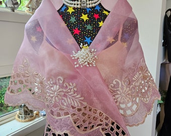 Embroidered Filipiniana Amparo Panuelo Shawl | Elegant Traditional Filipino Scarf Wrap