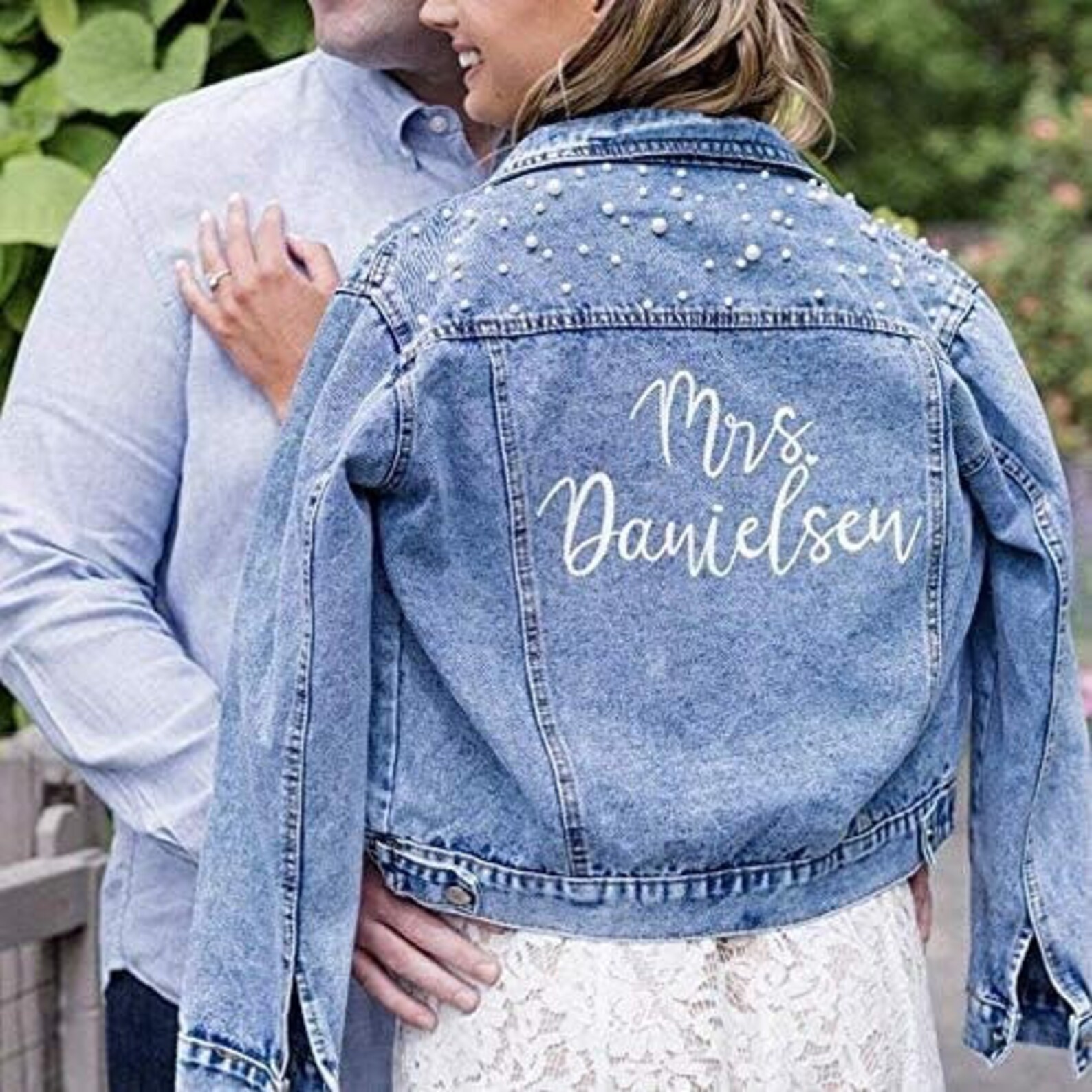 Custom Denim Jacket With Rhinestones, Personalized Bridal Jacket ...