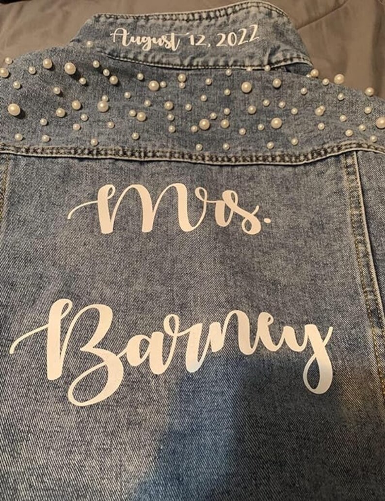 Custom Denim Jacket With Rhinestones, Personalized Bridal Jacket ...