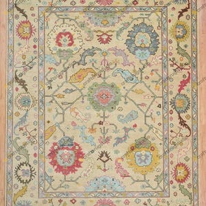 12x15 Oshak hand knotted quality 100% Wool natural dying Area Rug Living Room, Bed Room,Antique, turkish Rug,Light yellow,Red, sky blue ,