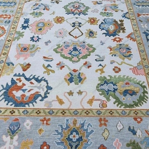 9x12 Modern Oushak Turkish Hand Knotted  soft wool Rug 8x10 9x12 10x14 ft Handmade Rugs for Living Room Office Elegant rug bedroom ,kitchen