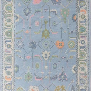 9x12 10x14 Traditional persian knotts wool BlueOushak Rug Handmade Turkish Wool Rug Bedroom kids room rugs for nursery hand knotted wool rug