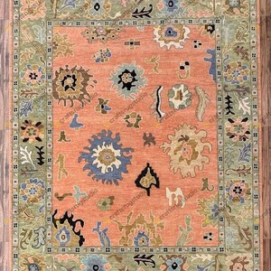 Peach Oushak style Hand Knotted Rug 4x6, 5x8, 6x9, 8x10, 9x12, 10x14 ft Handmade Rugs for Living Room - Antique Contemporary rug