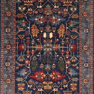 9x12 Turkish persion Oushak Handknotted Rugs Oriental Blue, red , area rug wool rug for home decor, personalized Gifts bedroom living room