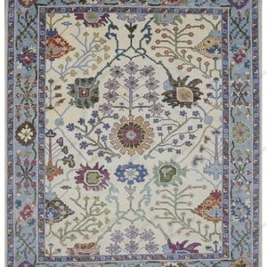 Modern Oushak Hand Knotted Rug 4x6, 8x10, 9x12, 10x14 ft Handmade Rugs for Living Room Antique Ethnic rug  multiple colourful soft wool Rug