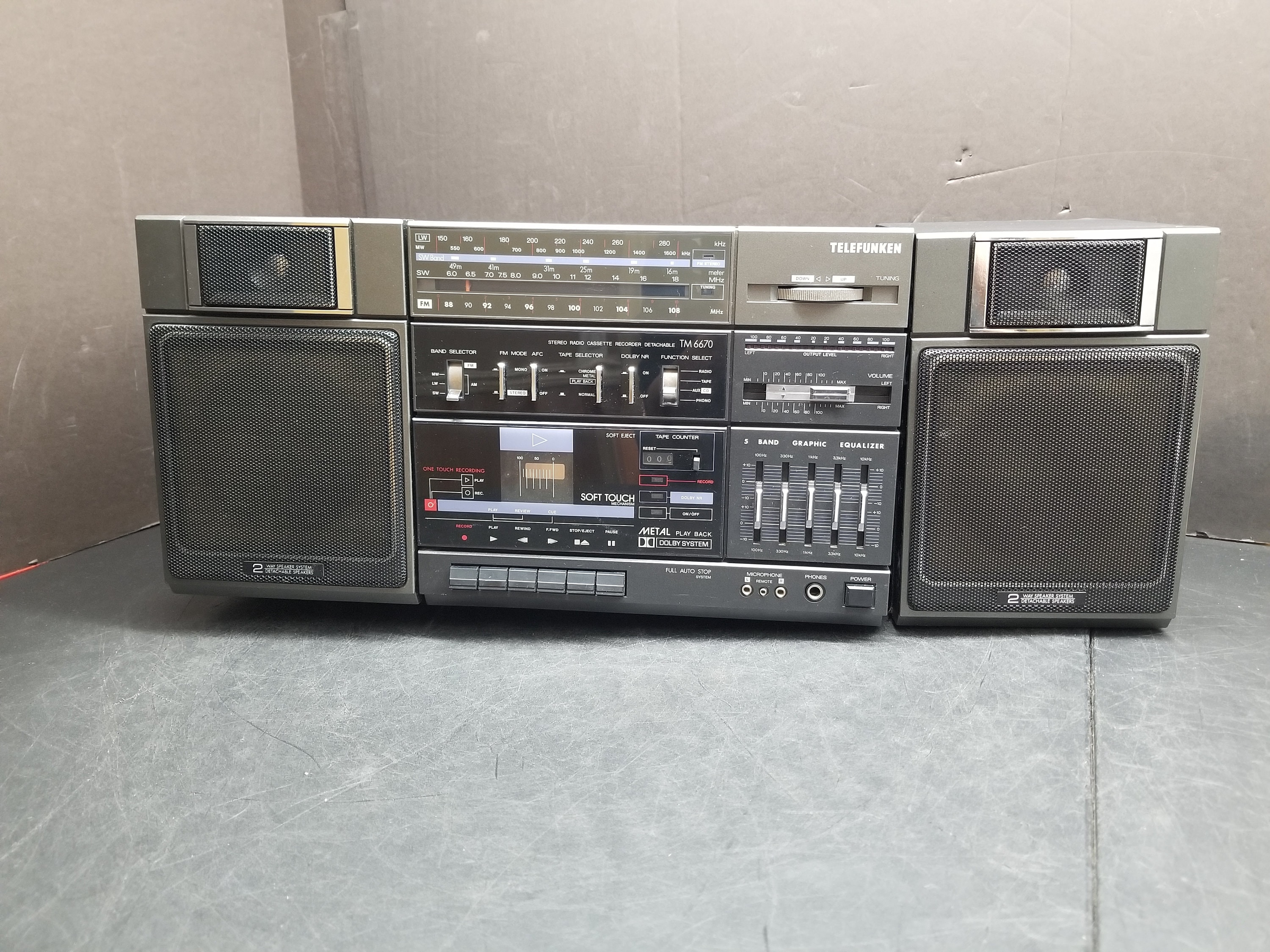 Vintage Telefunken Stereo Radio Cassette Recorder Detachable Model TM 6670  Working Rare 