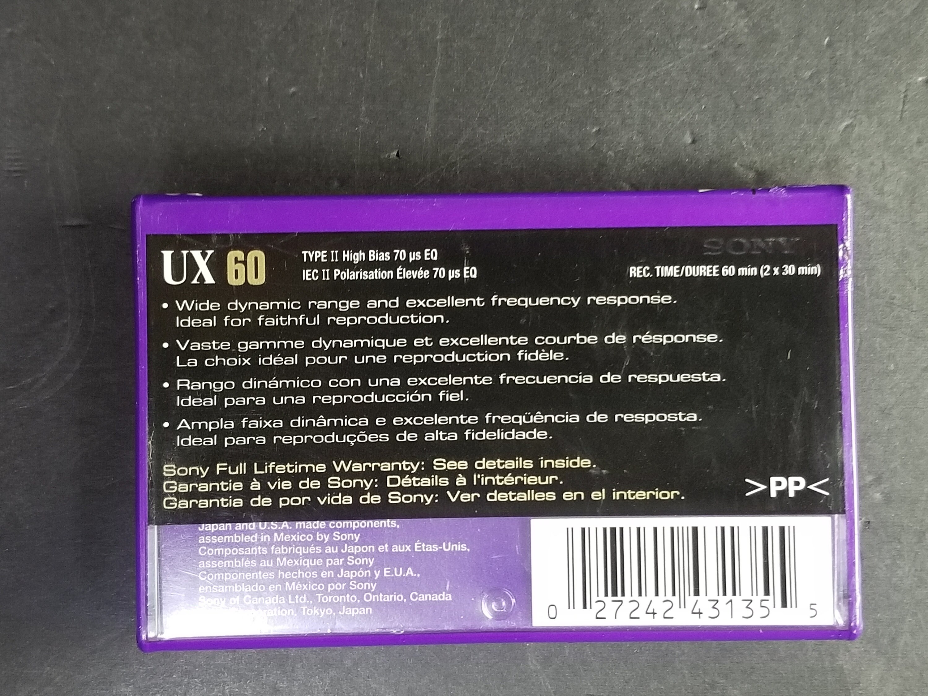 Cassette Audio Sony UX 60 - Vintage 1995, Type II Chrome (occasion)