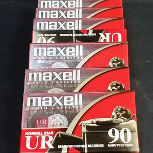 Vintage Lot Of 9 Maxell Audio Cassette UR 90 Normal Bias New Sealed