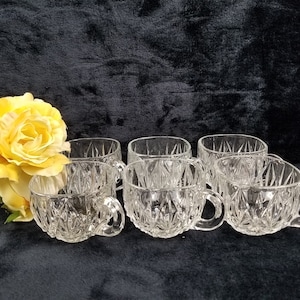 Vintage Williamsport Square Clear Glass Cups Punch Set Replacement Set of 6