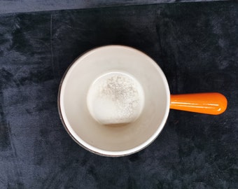 Vintage Le Creuset France Flame Orange Enamel Cast Iron Fondue Pot Set