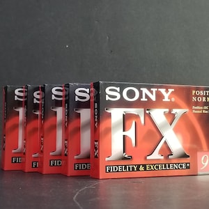 Vintage Sony Lot Of 5 Cassette Tapes Fx-90 Fidelity Type I New Sealed