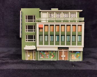 Edificio bancario Vollmer de 4 pisos a escala N vintage, construido n.° 7229