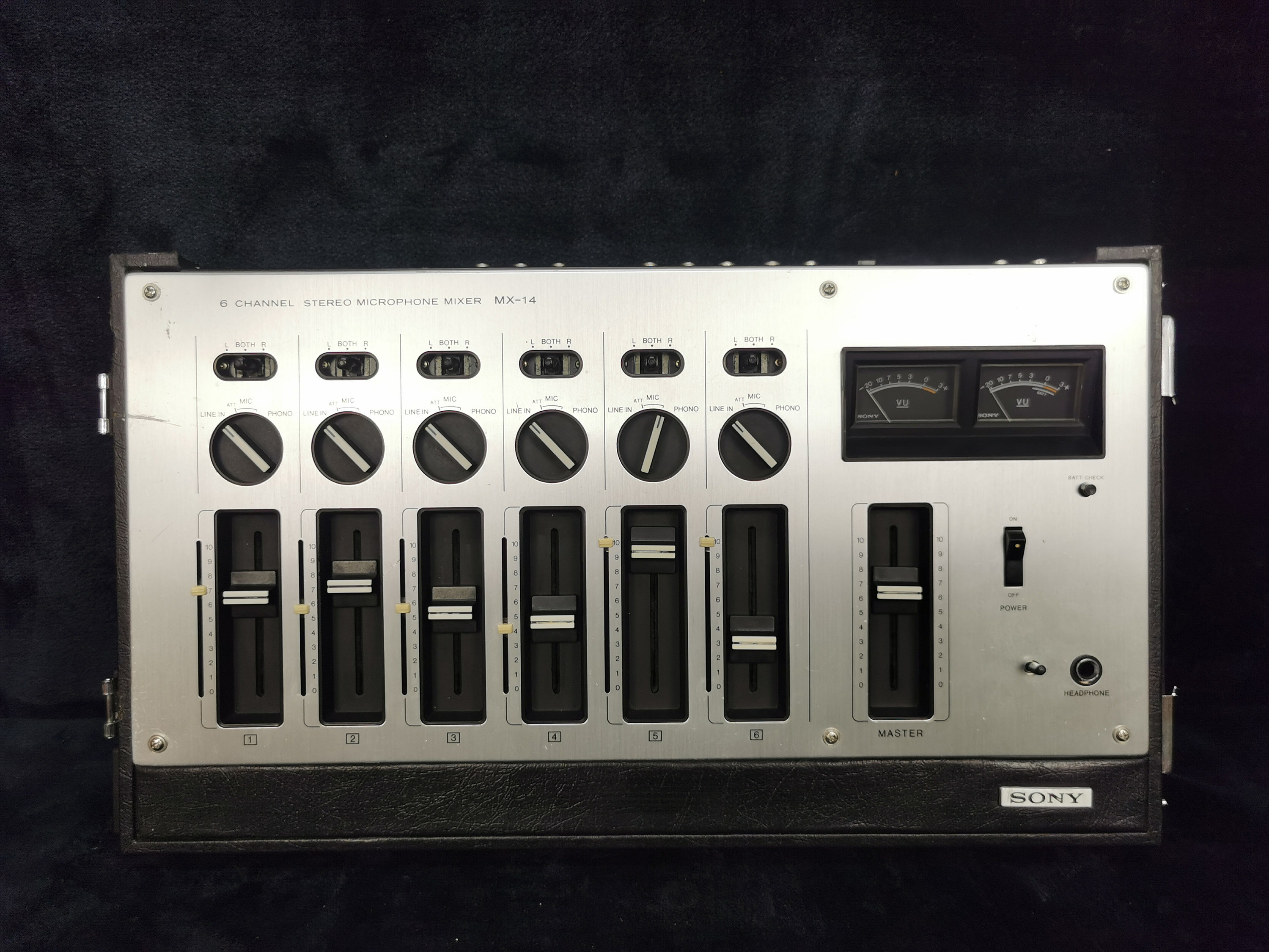 Vintage Sony 6-channels Sound Mixer Mic Mixer Model MX-14