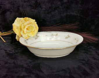 Vintage Zylstra Handcrafted Select Fine China Autumn Gold Made in Japan Oval Serving Bowl