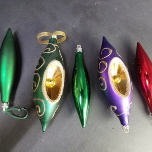 Vintage Lot of 5 Tall Christmas Ornaments For Trees