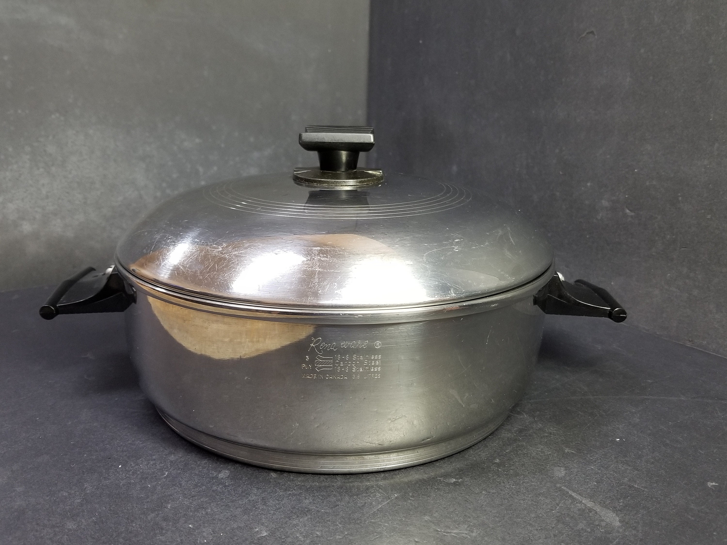 Vintage Rena-ware 3-ply 18-8 Stainless Steel 10 1/4 Cookware Dutch