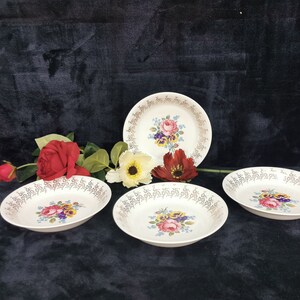 Set of 4 Vintage Golden Bouquet by Empire Porcelain Staffordshire England 22kt 7 1/2&quot; Soup Bowls