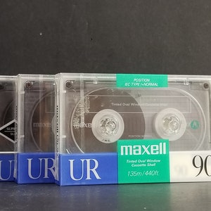 Vintage Lot Of 3 Maxell Audio Cassette UR 90 Normal Bias Green Label New Sealed