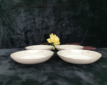Set of 4 Vintage Zylstra Handcrafted Select Fine China Frosted Leaves Made in Japan Soup Bowls