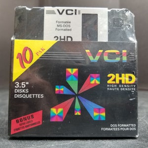 Vintage L10 Pack VCI 3.5&#39;&#39; Disks 2HD 2mb With Labels NOS